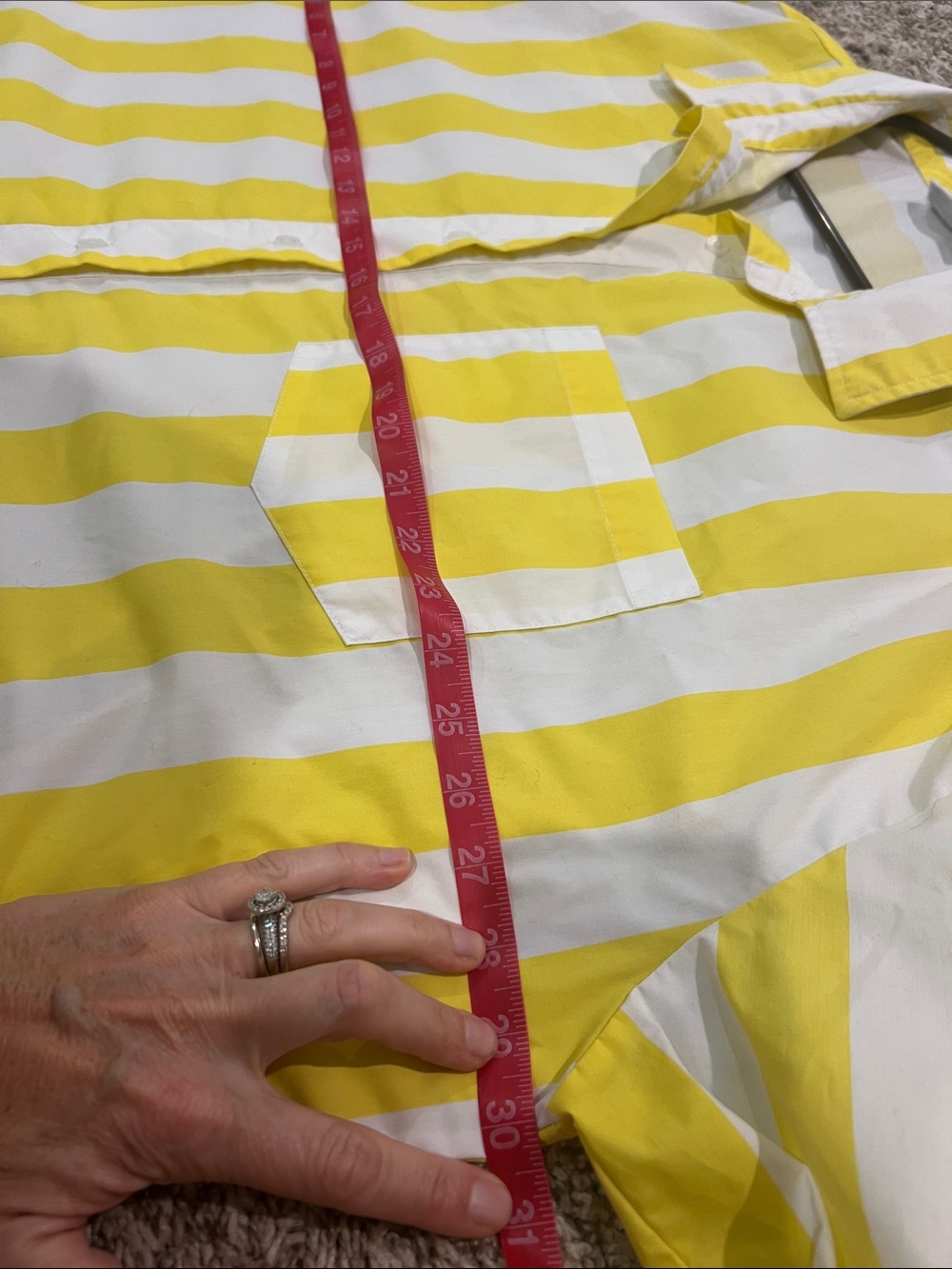 Cabana Yellow and White Vertical Stripe Button-Up Cover Up Dress/Fishing Shirt - Picture 9 of 10